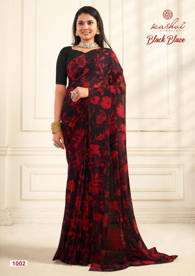 Black Blaze By Kashvi Daily Wear Georgette Sarees Wholesale Online